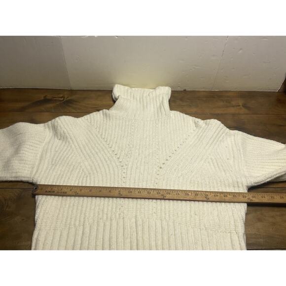 Varley Rogan Sweater Women's Large Ivory Stretch Long Sleeves Turtle Neck - Picture 11 of 13